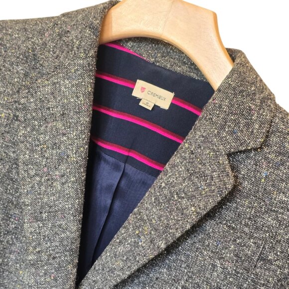 Women's CREMIEUX Tweed Elbow Patch Blazer sz 0 - Picture 4 of 11
